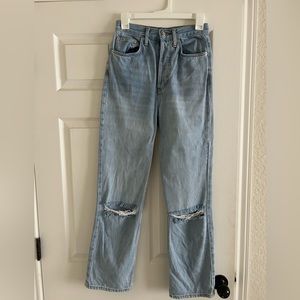 TopShop Bleach Rip Straight Leg Jeans